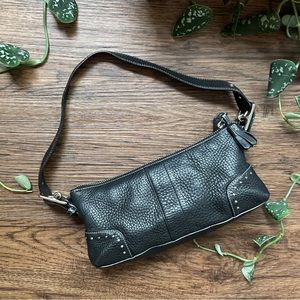 Coach Y2K Hamilton Mini Shoulder Bag Black Pebbled Leather Baguette